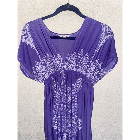 5TH & LOVE empire maxy vneck dress purple boho hippie m stretchy - Picture 2 of 6